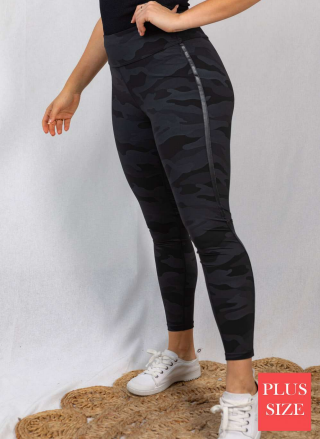 White Birch P40182P Plus Size Camo Leggings