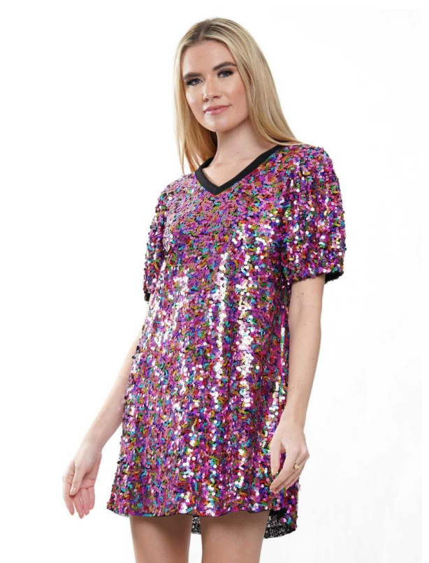 WHY D230180 Sequin Jersey Dress