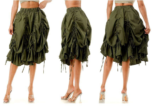 Highlight HS1912AT Plus Size Short Drawstring Skirt