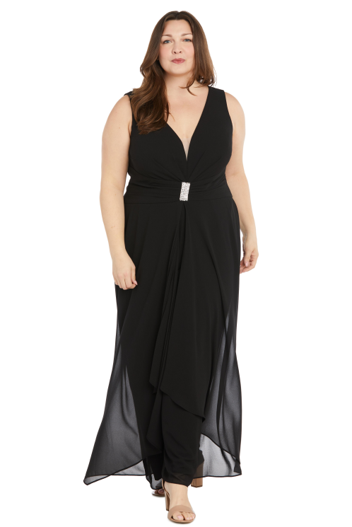 RM Richards 1950W Flyaway Plus Size Jumpsuit Rhinestone Trim