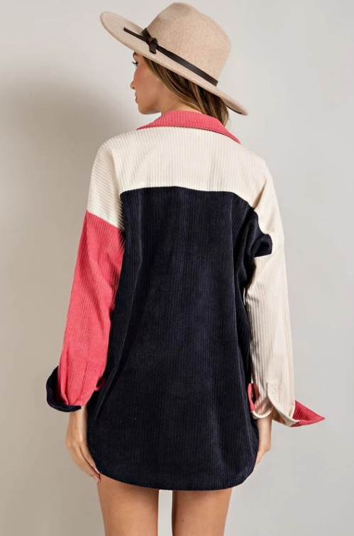 EESOME Corduroy Colorblock Jacket