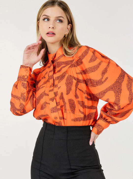 CQ by CQ 10466TW Long Sleeve Print Top