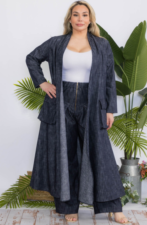 Karen T 9550 2pc Denim Duster Set