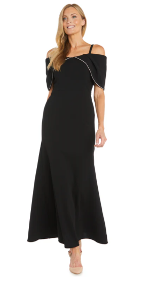 RM Richards 6633 Long Off Shoulder Scuba Dress