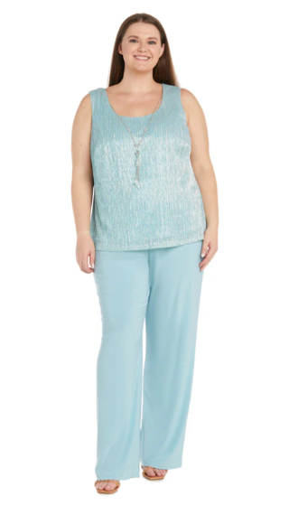 RM Richards 1642 3pc Sequin Pant Set with Necklace