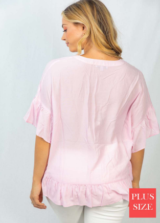 White Birch T23600A1XL V Neck Button Top