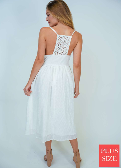 White Birch D90427XL Lace Midi Dress