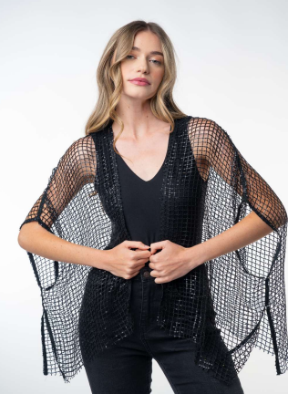 White Birch T24886XL Sequin Mesh Cover Up