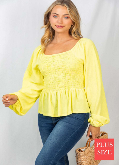 White Birch T3805P Smocked Top