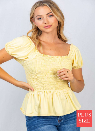 White Birch T3747P Smocked Top