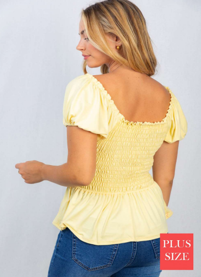 White Birch T3747P Smocked Top