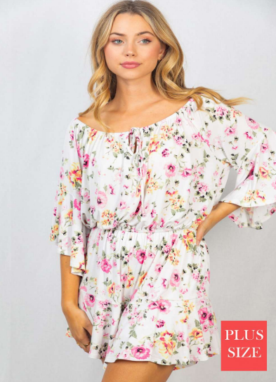 White Birch R50093P Floral Romper