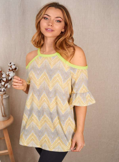 White Birch T1522XL Cold Shoulder Top