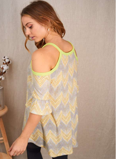 White Birch T1522XL Cold Shoulder Top
