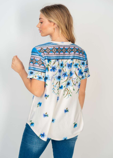 White Birch T6285XL Floral Top