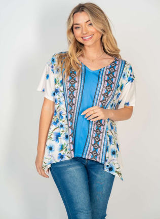 White Birch T6291A1XL Floral Top