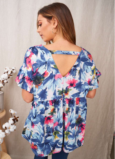 White Birch T1536A1XL Floral Top