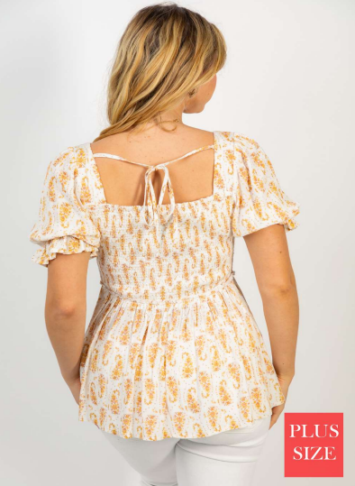 White Birch T2351P Floral Print Top