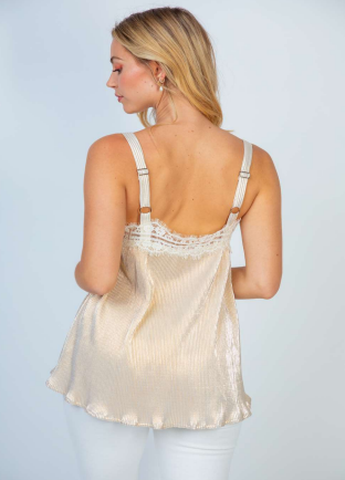White Birch T24148XL Foil Cami Top