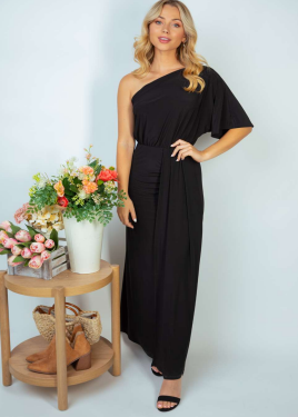 White Birch D73469XL One Shoulder Maxi Dress