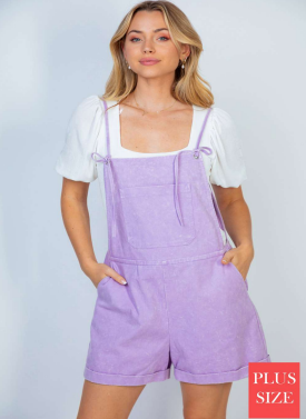 White Birch R50173R Washed Overall Romper