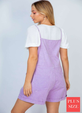 White Birch R50173R Washed Overall Romper