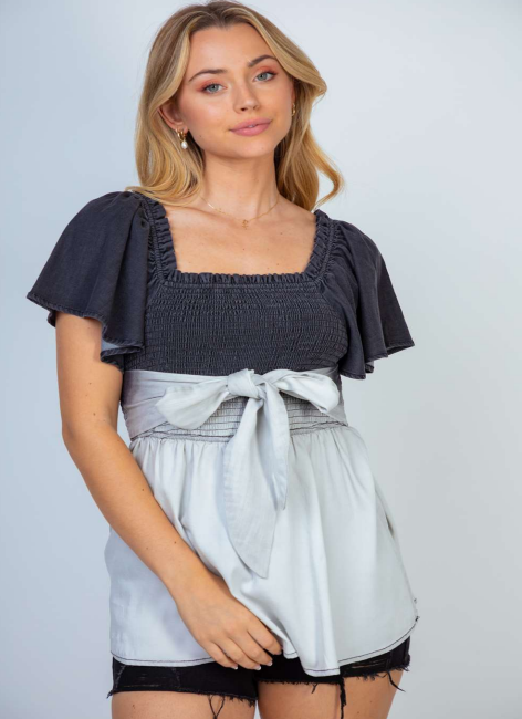 White Birch T24378XL Smocked Hombre Top