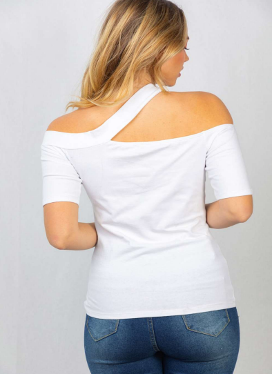 White Birch T3923XL One Shoulder Top