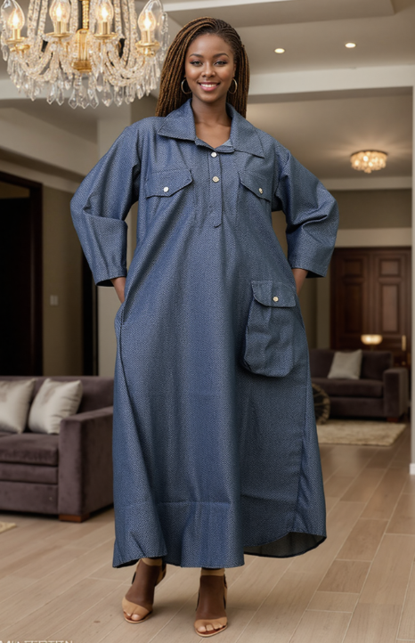 Kara Chic 7880D Three Pocket Denim Dress