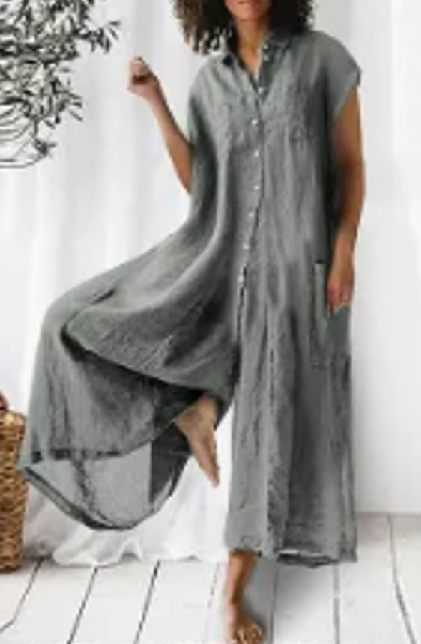 Dawl Face T103859422 Cap Sleeve Linen Look Jumpsuit