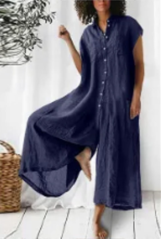 Dawl Face T103859422 Cap Sleeve Linen Look Jumpsuit