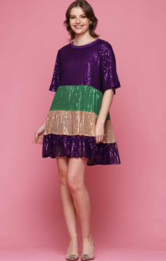 Why D230378 Sequin Mardi Gras Dress