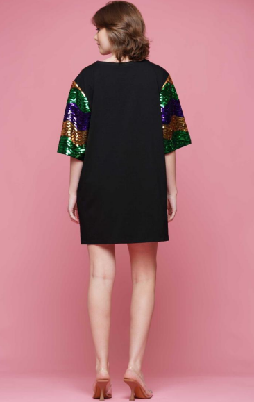 Why D240100 Wavy Sequin Mardi Gras Dress