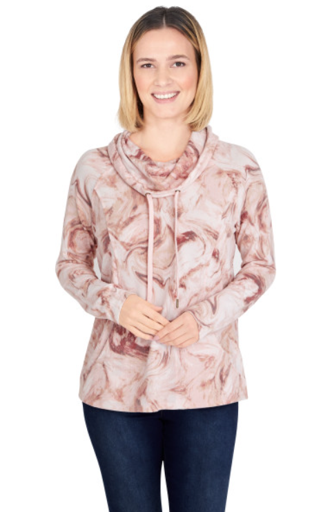 Skye's The Limit 37151 Cowl Neck Print Top