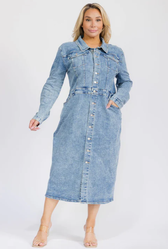 And the why ATW15266P Plus Size Denim Dress