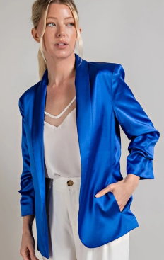 EESOME PJK4971 Satin Plus Size Jacket Blazer