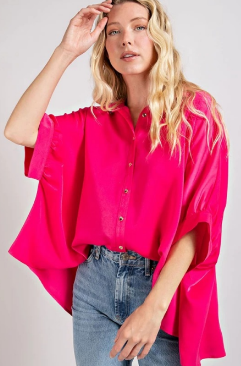 EESOME PTK7736 Oversize Plus Size Button Up Top