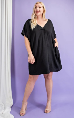 EESOME PDG54306 Plus Size Vneck Dress
