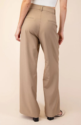 EESOME PPK4734 Wide Leg Front Pleat Plus Size Pant