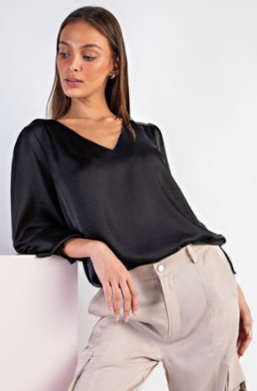 Eesome TK9199 Satin Vneck Blouse Top