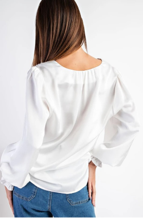 Eesome TK9199 Satin Vneck Blouse Top
