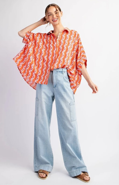 Eesome TK11041 Dolman Print Blouse Top