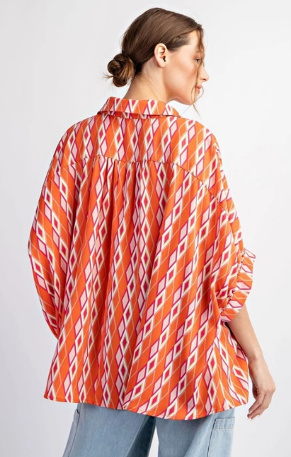 Eesome TK11041 Dolman Print Blouse Top