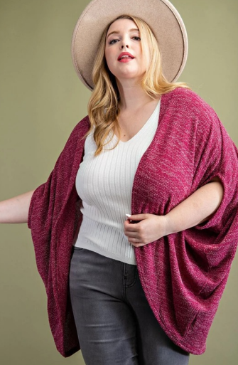 Eesome JK52933 Open Dolman Sleeve Cardigan