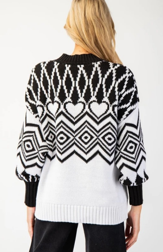 Eesome SG10325 Geometric Heart Print Sweater