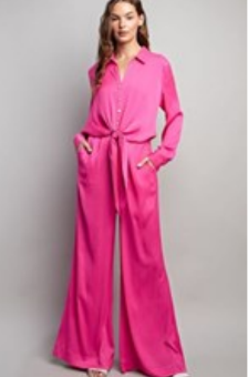 Eesome BK7903 Tie Front Jumpsuit