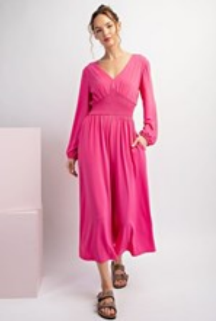 Eesome BK7991 Wide Leg Vneck Jumpsuit