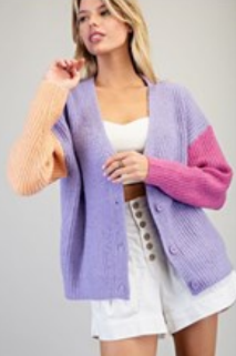 Eesome SJK11266 Color Block Cardigan