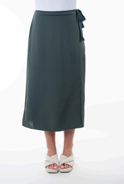 White Birch S79088XL Side Tie Midi Skirt