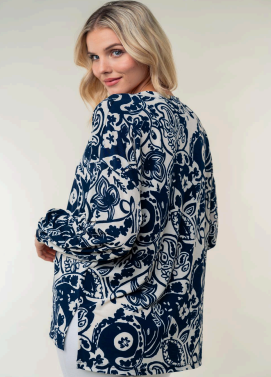 White Birch T6596XL Print Top